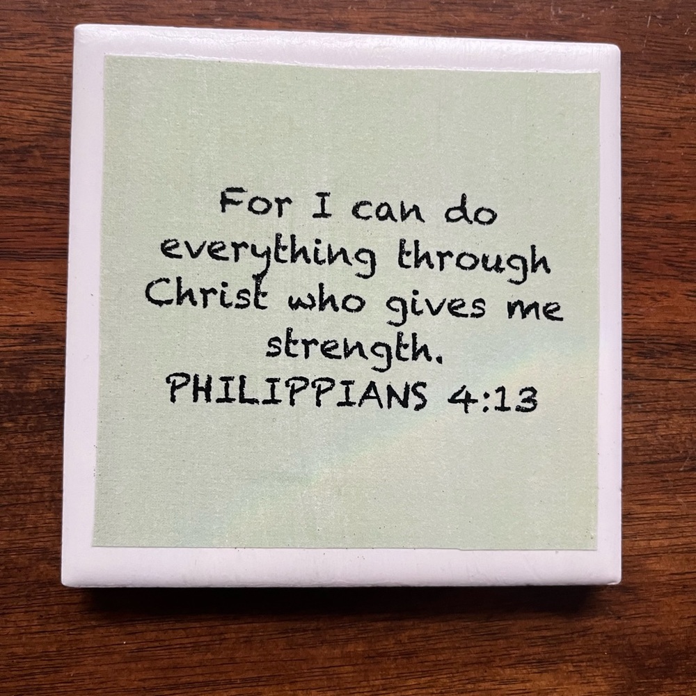 Handmade Tile Coasters with Scripture - Picture 2 of 4